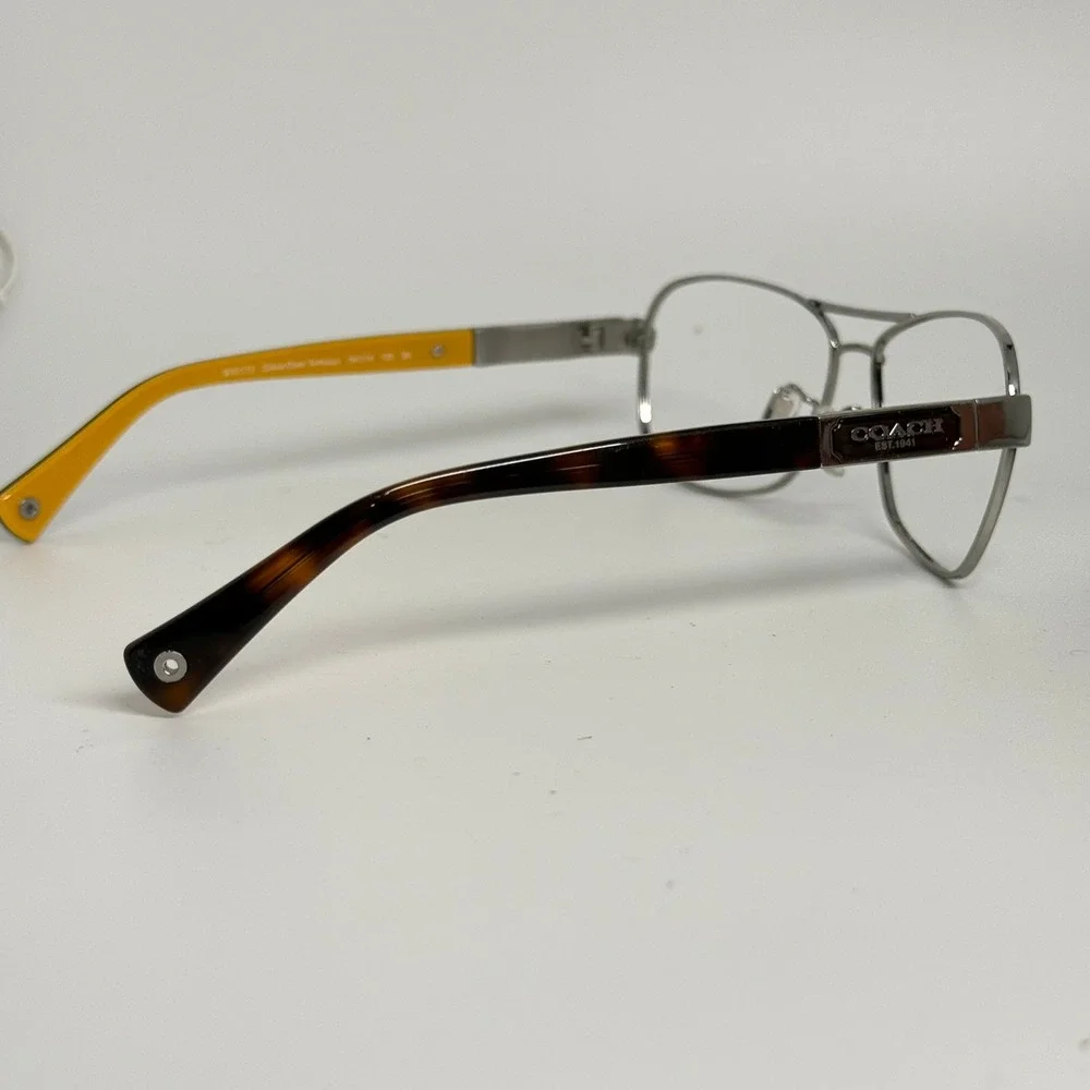 Coach HC 7012 Caroline Silver Dark Tortoise Aviator Eyeglass Frames 56-14-130
